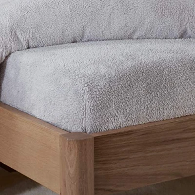 Imagen de Ropa de Cama Sleepdown Sábana Bajera Ajustable Forro Polar, térmica, Lisa, cálida, Agradable y Supersuave, Color Gris, 150 x 200 32 cm