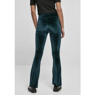 Imagen de Urban Classics Ladies HIGH Waist Velvet BOOT CUT Leggings Pantalones, Mujer, Talla: 3XL, Teal