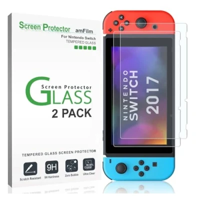 Imagen de Nintendo Switch Protector Pantalla (2 Piezas), amFilm Cristal Vidrio Templado de para (2017)