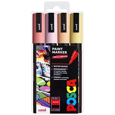 Imagen de Uni Posca PC 5M Arte Pintura Rotuladores Juego de 4 en Plástico Cartera Caliente Pastel