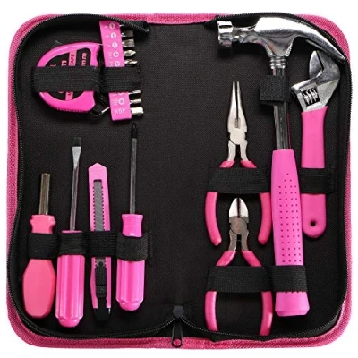 Imagen de SIXTOL HOME PINK 20 piezas en un Juego de herramientas Maletín bricolaje para mujeres Regalo ideal aficionados a los artesanos