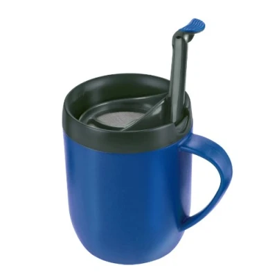 Imagen de Zyliss E990003 Hot Mug Cafetera, Plástico/Silicona, Azul, Taza Café de Viaje Aislada/Filtro Para Molido/Taza Con Tapa/Copa Camping, Apto Lavavajillas