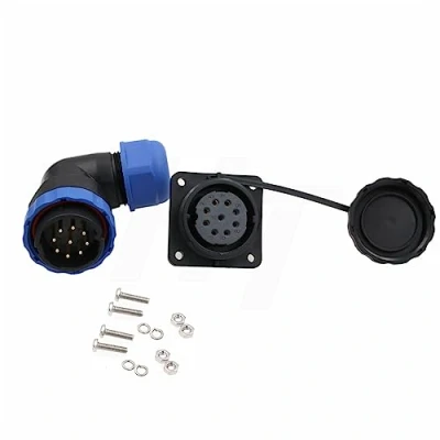 Imagen de HangTon HE29 9 Pines Macho Hembra en ángulo Recto Conector de Cable Enchufe Montaje Panel Socket, 10A energía a Prueba
