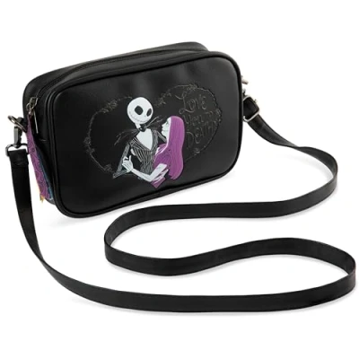 Imagen de Disney The Nightmare Before Christmas Bolso Bandolera con Correa y Cierre de Cremallera para Niñas (Negro)