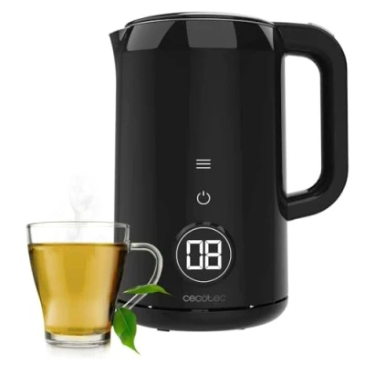 Imagen de Cecotec Hervidor de Agua Eléctrico 1,7 Litros con Pantalla Táctil Thermosense 600 Touch Neo, 2200W, Interior Acero Inoxidable, 7 Niveles Temperatura, Apagado Automático, Negro