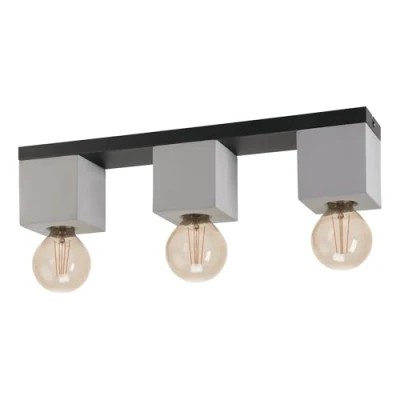 Imagen de Eglo lámpara de techo Prestwick 3, iluminación 3 luces, industrial, luz salón hormigón en gris y metal negro, casquillo E27