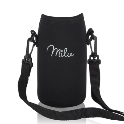 Imagen de Milu Bolsa de Neopreno para Botella Acero Inoxidable 350ml, 500ml, 750ml, 1000ml Recambio isotérmica el Camino con asa Transporte (350ml)
