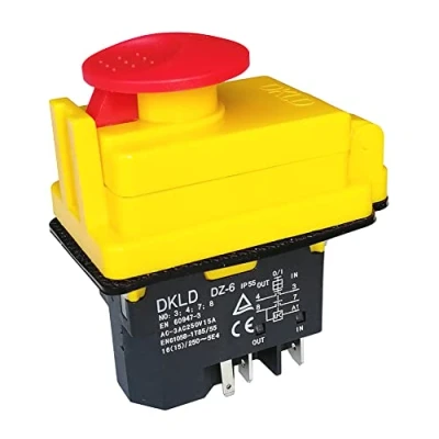 Imagen de Interruptor electromagnético 250 V 15 A Pulsador eléctrico con cubierta de parada emergencia DKLD DZ 6 5 pines IP55