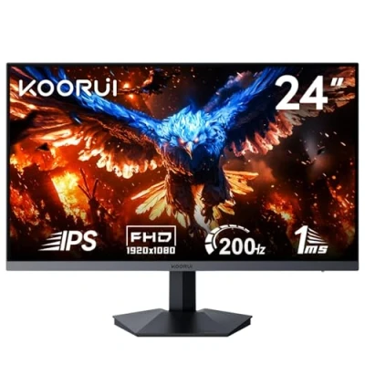 Imagen de KOORUI 24 Pulgadas Monitor Gaming 200Hz Pantalla Fast IPS HDR400 Adaptive Sync 1ms, Inclinación, Eye Care, VESA (HDMI/DP) Negro