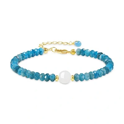 Imagen de COAI Pulsera para Mujer con Cristales de Apatita Piedra Natural Semipreciosa y Cuenta Luna