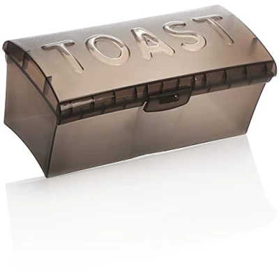Imagen de COM FOUR® Caja para pan tostado de plástico transparente (1 pieza gris)