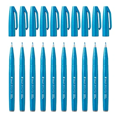 Imagen de Pentel Rotulador Touch con punta de pincel. Color azul claro.