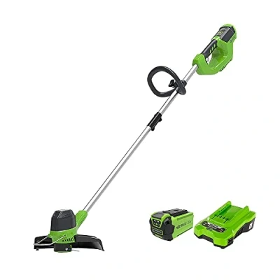 Imagen de Greenworks 40V Cortadorbordes a Batería para Jardín Mediano, Altura Regulable, Ancho Corte 30 cm, Alimentación Automática Nylon 1,65 mm, Dos Baterías de 40 V 2 Ah y Cargador G40LTK2X