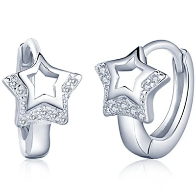 Imagen de Infinito U Pendientes Aros de Plata 925 Estrellas con Diamante Idea Regalo para Mujer Chica