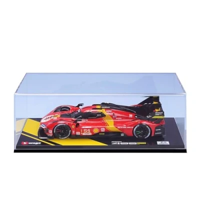 Imagen de Bburago 1/18 Ferrari Deluxe 499P LMH 2023#51 Rojo Nuevo 2024: Réplica metálica Interior detallado, Puertas y Campana de Apertura a Escala 1/18. Polo Posición Las 24h Le Mans 2023