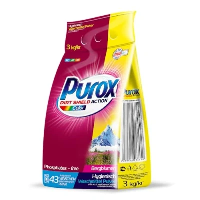 Imagen de PUROX COLOR Detergente en Polvo (43 Lavados) para ropa de color, saco 3 kg