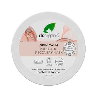 Imagen de Mascarilla de Recuperación Probiótica Calmante Para la Piel Dr Organic, Rojeces, Seca, Sensible, Testado Dermatológicamente, Vegano, Libre Crueldad, Sin Parabenos y SLS,100ml
