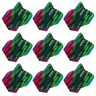 Imagen de RED DRAGON Yin Yang plumas de dardos estándar doble cara rosa y verde, 3 juegos por paquete (9 en total)