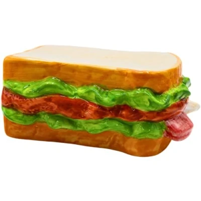 Imagen de Dekohelden24 Hucha de cerámica como sándwich Pan blanco Saving Box, alcancia, tamaño aprox. 12 x 6 15 cm