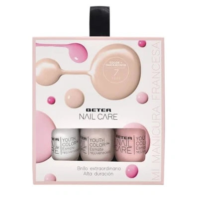Imagen de Beter Pack de 3 Esmaltes Manicura Francesa, Nail Care, Pintauñas, Esmalte uñas efecto gel, Larga duración y Brillo, Set Colores Claros, Secado Rápido, Vegano, Ideal para Regalo