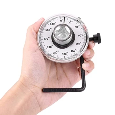 Imagen de 1 juego de medidor ángulo torsión, 1/2 pulgada, conducción ajustable, llave adaptador par, medida, coche, herramientas, 360 ​​grados