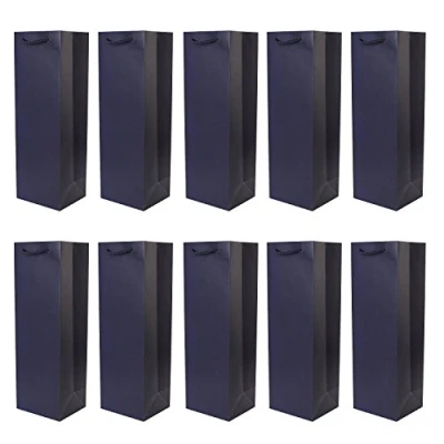 Imagen de Paquete de 10 pieces bolsos la botella regalo azul oscuro para vino, cava y champán 36x12x10