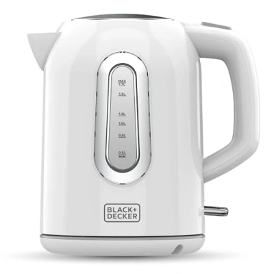 Imagen de Black+Decker BXKE2204E Hervidor de agua eléctrico, 1.7L, 2200W, base 360º, ligera, autoapagado al hervir, visor agua, resistencia oculta, filtro extraíble, ligera.