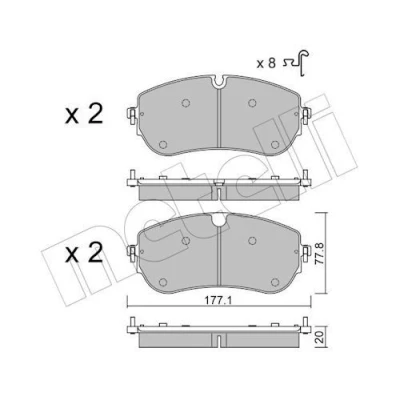 Imagen de METELLI 22 1342 0 Juego de pastillas freno con avisador acústico desgaste LAND ROVER: Discovery Sport, Range Rover Evoque, JAGUAR: E Pace