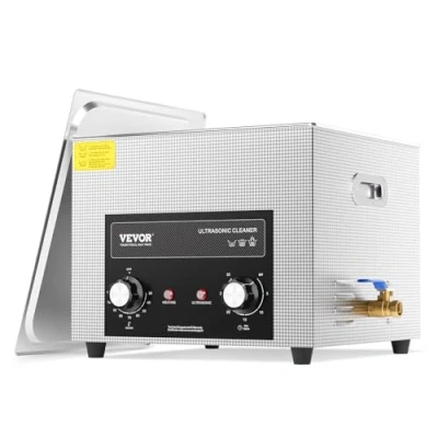 Imagen de VEVOR Limpiador Ultrasónico 15 L con Temporizador de Calentamiento y Cesta Equipo Limpieza Digital Profesional 360 W para Relojes Instrumentos Gafas Monedas Piezas Metal Plata