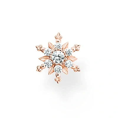 Imagen de THOMAS SABO Pendientes Individuales Copo de Nieve con Piedras Blancas Plata Chapada en Oro H2260 416 14, Rosa