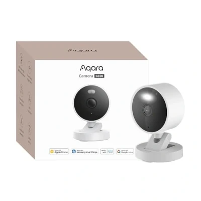 Imagen de Aqara Camara Vigilancia WiFi Interior/Exterior G100, 2K, HomeKit Secure Video,Visión Nocturna a Color con Foco, Detección IA, Wi Fi 6, Audio Bidireccional, Compatible Alexa, Google, Blanco