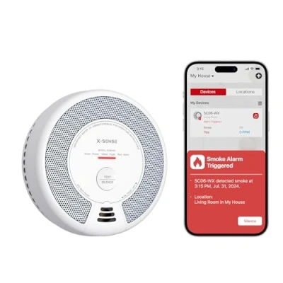 Imagen de Alarma Wi Fi X Sense de Humo y monóxido Carbono con batería reemplazable, Detector Combinado Inteligente Compatible la App Home Security, SC06 WX, 1 Unidad