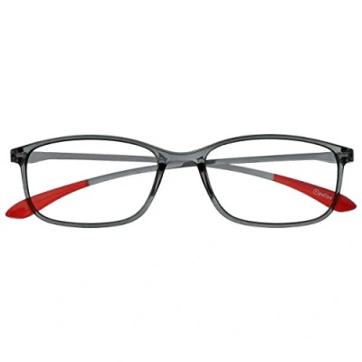 Imagen de OPULIZE Ice Gafas de Lectura Diseño Elegante Gris Cristal Puntas Rojas Lentes Resistentes a Arañazos Montura Ultra Ligera para Usar sin Fatiga por Largos Periodos Unisex Hombre Mujer R61 7 +3.00