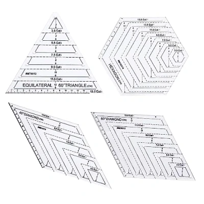 Imagen de 4 Piezas Reglas Acolchado, Quilting Ruler, Regla de Costura Acrílica, Patchwork para Cortar, Escala Precisa y Caracteres Claros, Coser DIY, Herramientas Domésticas