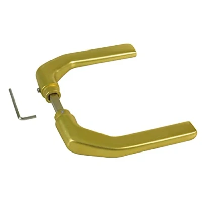 Imagen de Amig Juego de Manillas Doradas Aluminio sin Placa Ideal para Puertas Paso y Entrada 130 x 61 mm · Grosor Máximo Puerta 60 Manija con Manivela Funcional, Decorativa Moderna