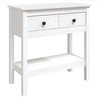 Imagen de vidaXL Mesa Consola de Tocador Maquillaje Muebles Almacenaje Baño Cuarto Adorno Decoración Entrada Aseo Madera Maciza Pino Blanco