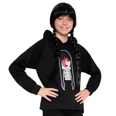 Imagen de Wednesday Sudadera Niña Miércoles Addams con Capucha Cómoda Ropa y Chica Adolescente 7 16 Años (Negro/Hug,11 12 años)