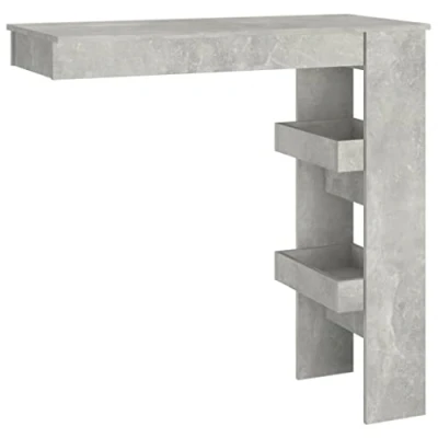 Imagen de vidaXL Mesa de Bar Pared Mesita Comedor Alta Pub Barra Salón Cocina Restaurante Cafetería Muebles Madera Contrachapada Gris 102x45x103,5cm