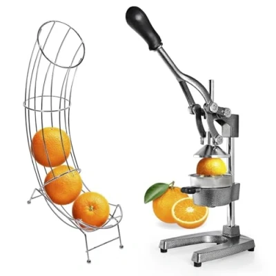 Imagen de Lumaland Juego de Exprimidor con soporte para frutas máx. 6 naranjas hierro fundido naranja guardar y extraer verduras manual