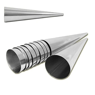Imagen de para hacer barquillos molde de 10er Set ollas acero inoxidable (140 mm x 35 mm) 10 moldes con forma cono