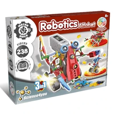 Imagen de Science4you Robotics Alfabot 3 en 1 Kit Robotica de 238 Piezas, Construye tu Proprio Robot, Juegos y Juguetes Construcciones, Regalos para Niños 6 7 8 9 10+ Años
