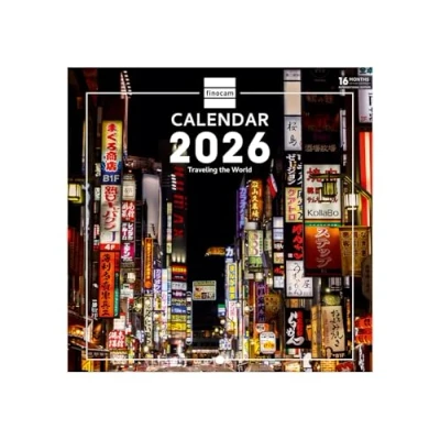 Imagen de Finocam Calendario de pared 2026 18x18 cm Mes Vista Enero Diciembre + Sep. Dic. 2025 (4 meses) reducidos Imágenes Traveling Internacional
