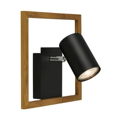 Imagen de BRILONER lámpara de lectura, aplique interior, lámpara, estructura madera, orientable, salón, madera negra