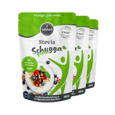 Imagen de 3 x borchers Dulzura dispersa cristalina de stevia, con eritritol, sin calorías, rebaudiósido A, alternativa azúcar, edulcorante 300 g