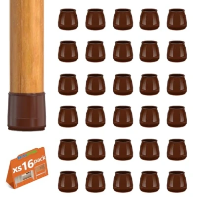 Imagen de BAIPOK 16 protectores para patas de silla, tapas silicona silla suelos madera dura, almohadillas protectoras muebles, fundas rectangulares sillas