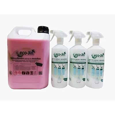 Imagen de ECO JIN GRAN PODER DESENGRASANTE BIDON 5 LITROS ULTRA CONCENTRADO + 3 VAPORIZADORES AROMA FLORAL CON TOQUES TALCO (HOME)