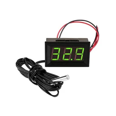Imagen de FBBULES Termómetro Digital de 12V con Sonda Medidor LED Temperatura Monitor para Congelador Refrigerador Pecera Acuario,Verde