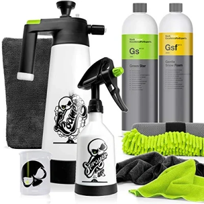 Imagen de detailmate Koch Chemie Auto Foam Set Green Star 1L + Gentle Snow Nuke Guys: medidor, pulverizador, espuma, alfombrilla de detalle: 2 paños microfibra, esponja insectos y lavado