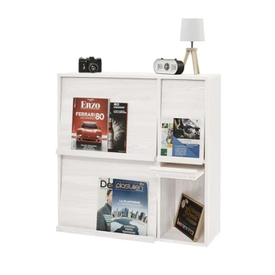 Imagen de Iris Ohyama, Mueble de almacenamiento con 4 puertas plegables / Armario madera Abatible Armario, Diseño,Modular, Oficina, Casa biblioteca Flap Rack FR F4 Roble Blanco