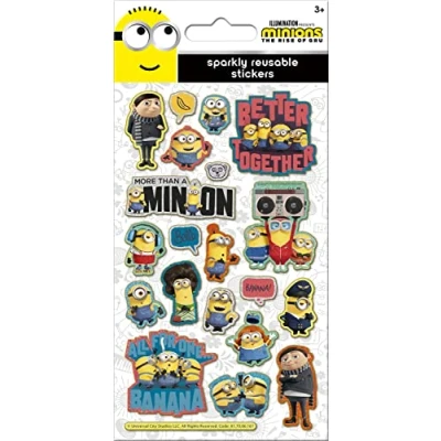 Imagen de Paper Projects 01.70.06.161 Minions: The Rise of Gru Sparkly Stickers Producto oficial Reutilizables en superficies no porosas, color blanco, 19,5 cm x 9,5